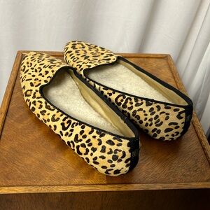 Birdies Blackbird Starling Loafer Flats Leopard Animal Print Sherpa lined Size 9